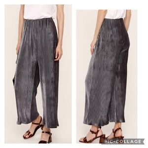 HEARTLOOM Women’s Gray Smoke DREA Velvet Knife Pleat Pull On Pants Size XS